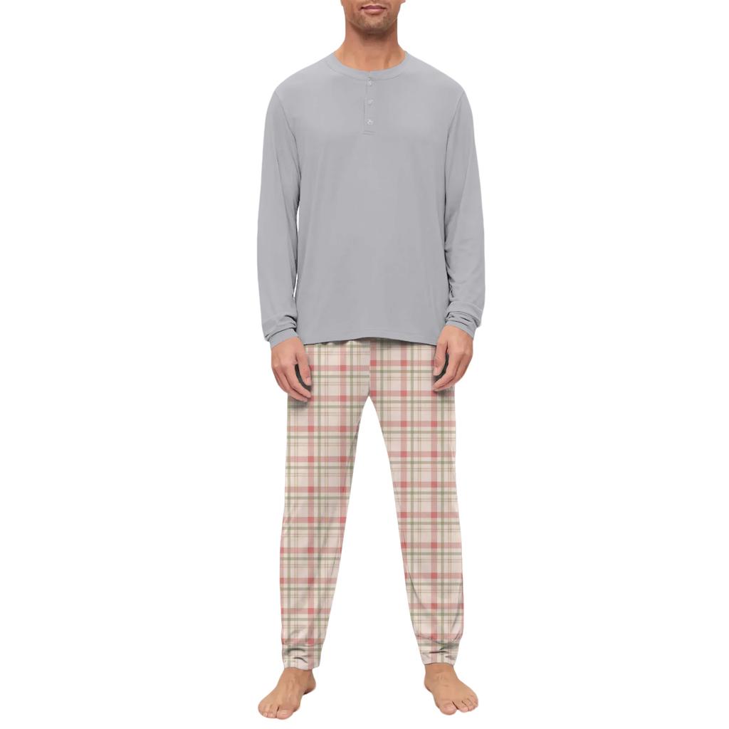 Herren-Pyjama-Set, Langarm und lange Hose, zweiteilig