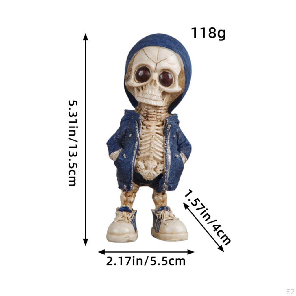 Cartoon Halloween Skeleton Figurine Statue Photography Props Resin Sculpture for