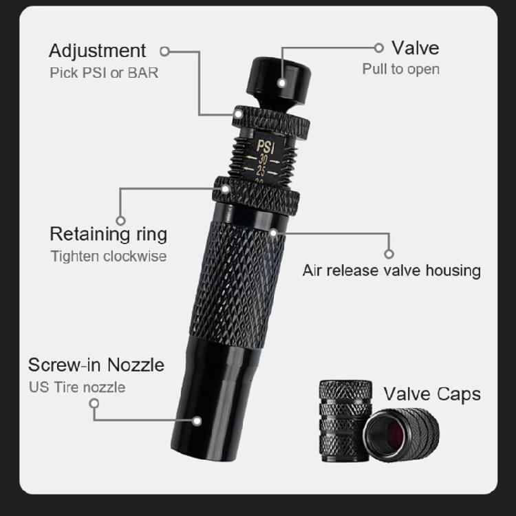 4 Pack Tire Pressure Relief Valves, Tire Air Release Valves Adjustable Easily Adjustable For Offroad Vehicles Motorcycle