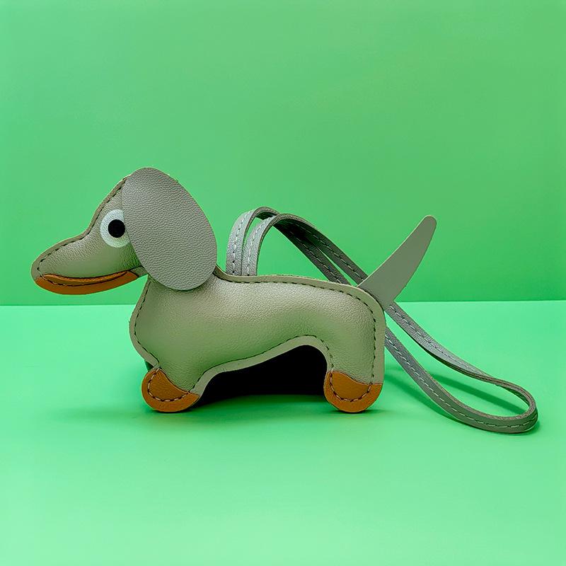 Dachshund Pendant Leather Bag Charm - Cute Cartoon Ornament