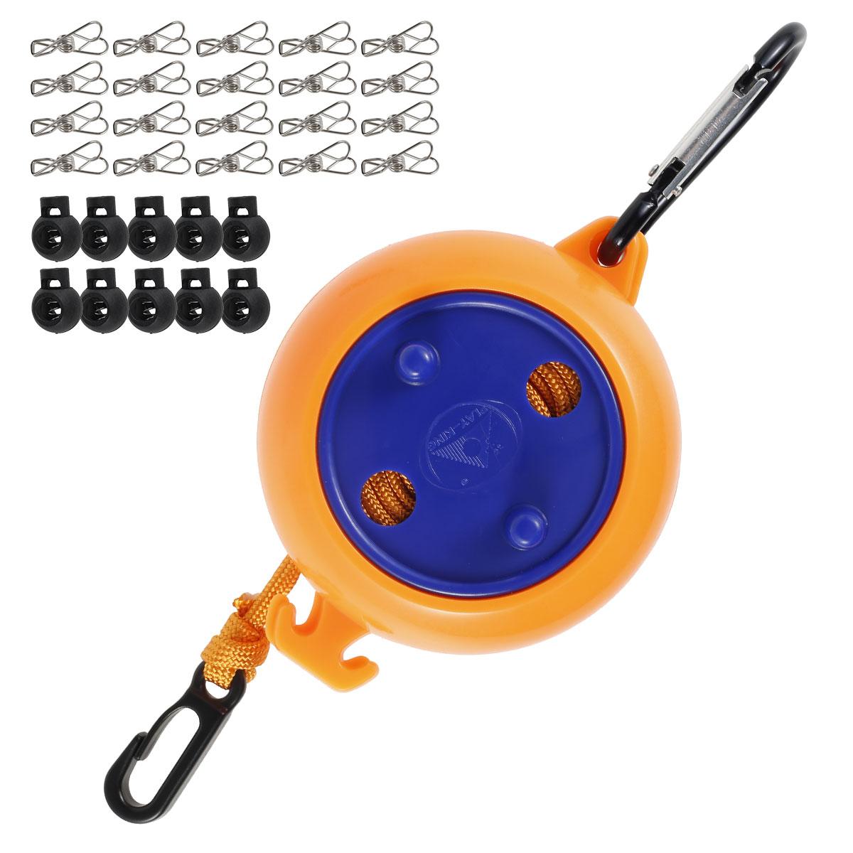 

8 м бельевая веревка выдвижная портативная дорожная походная ветрозащитная веревка с фиксированной пряжкой и прищепкой оранжевый