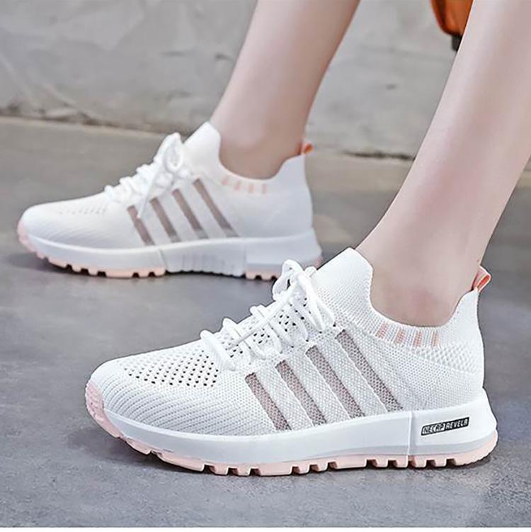 Women's Breathable Sports Single Shoes Spring Casual Mesh Flyknit Sneaker Lightweight Little White Shoes 36-40