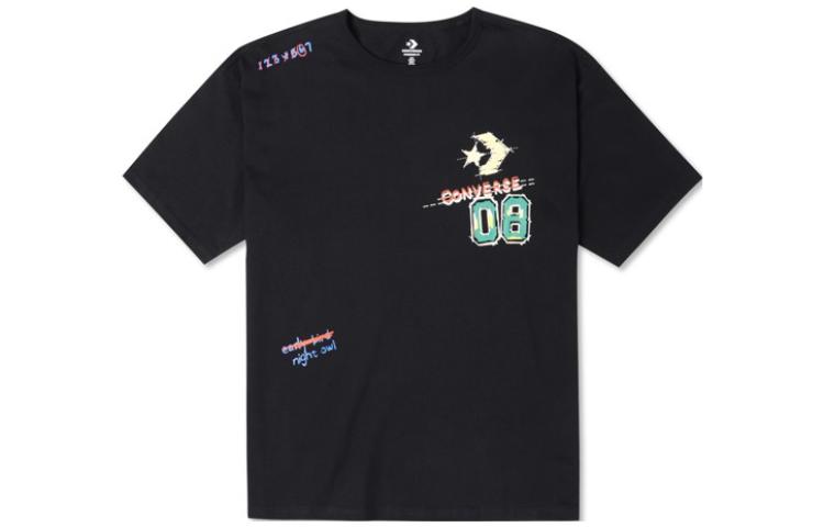 Converse Drop Shoulder Sleeve T-Shirt Unisex Black 10024879-A02 M