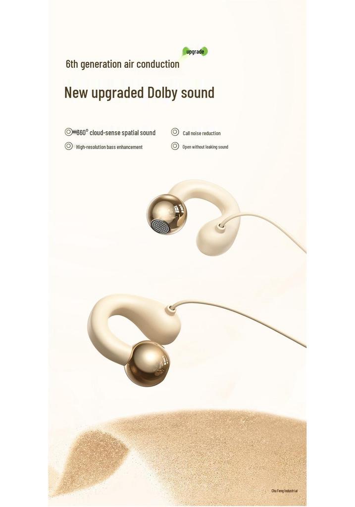 Bone Conduction Wired Earphones with Type-C and 3.5mm Connectors, Ear Clip Design, Wired Control Microphone, Ideal for Gaming