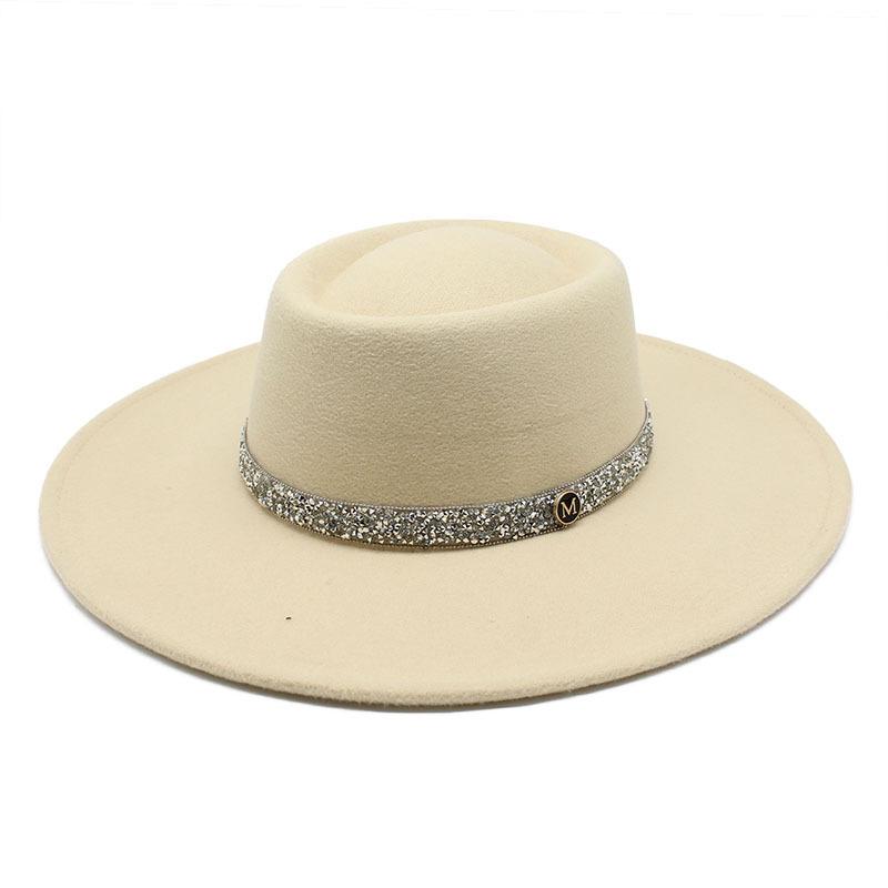 9.5Cm Brim Wool M Standard Diamond Felt Hat Concave And Convex Top Men'S And Women'S Top Hats Wide Brim Felt Hat