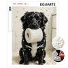 Handmade Framed Pearl Painting Set with Cute Black Dog Holding Paper Roll Design 5D Shiny Bead Art Canvas Creative Craft for Room Decor