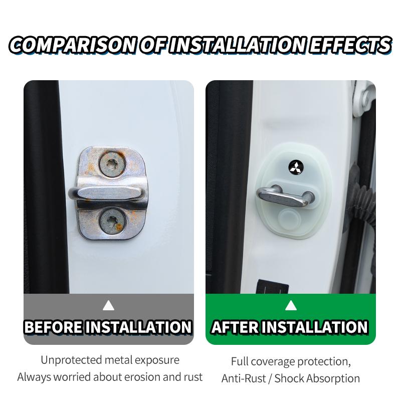 4pcs Car Styling Auto Protect Door Lock Cover Stickers Accessories Case For Mitsubishi ASX Lancer Pajero Outlander L200 EVO EX