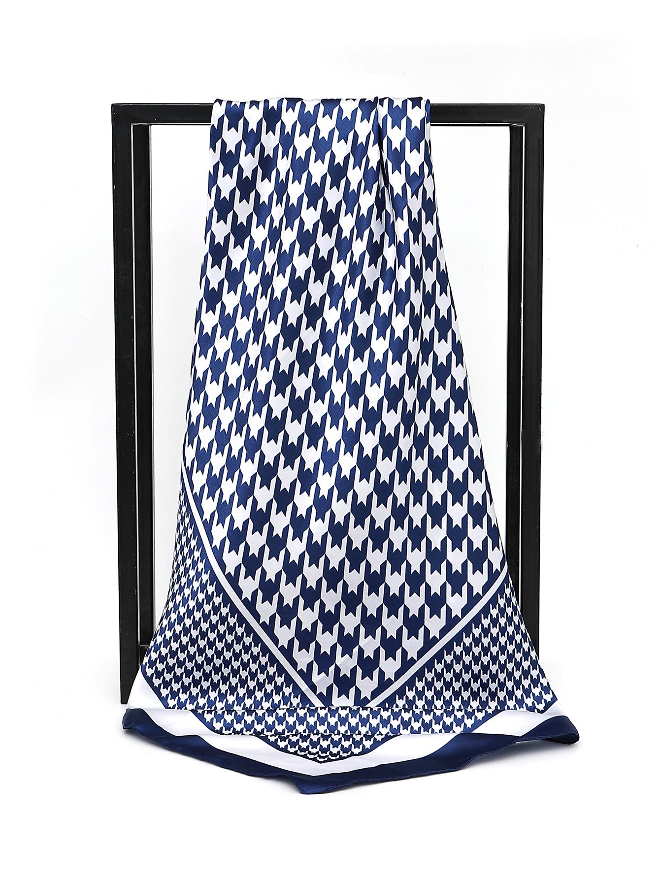 

Квадратный платок из искусственного шелка 90 см Женский атласный платок с клетчатым принтом Хиджаб Мусульманский парео Бандана Женская шаль Накидка Повязка на голову Фуляр 90x90cm