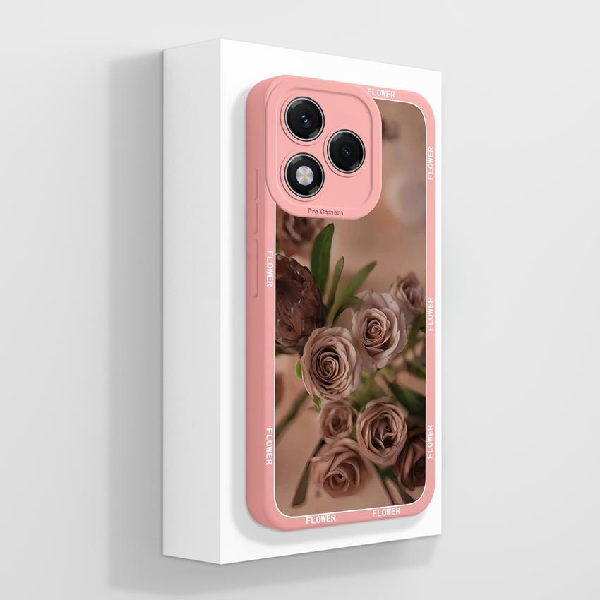 Silikonový kryt s motivem květiny pro Huawei 400 Lite X7c X8 X8c X9c Play 30 60 Plus, odolný proti pádu, s motivem květů a ochranou obrazovky proti pádu pro Huawei.