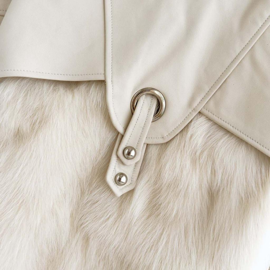 Herbst Winter Damen Lederjacke Kurz Kunstpelzmäntel Steppung Künstlicher Fuchspelzkragen Pelzmantel