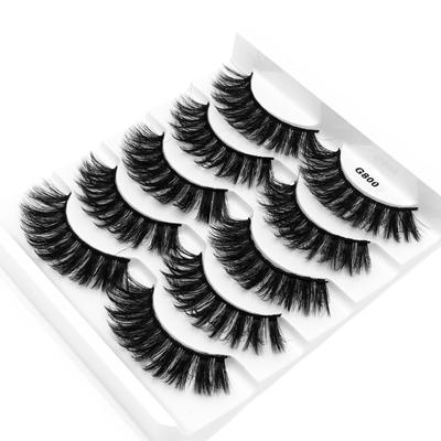 3d Three -Dimensional Mink Hair 5 Pairs Thick Thickened Eyelashes Natural Nude Makeup Eyelashes Beauty Tool False Eyelashes