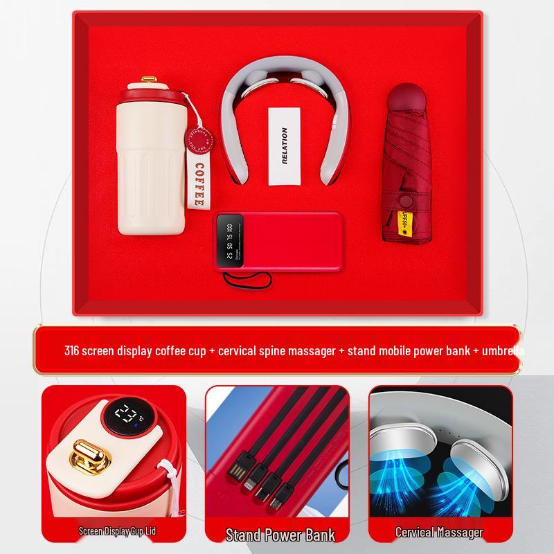 Customized Business Gift Set: Coffee Cup & Power Bank for Company Events