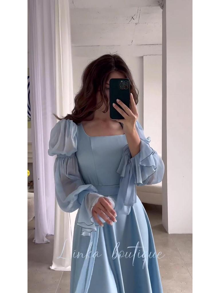 Europäisches und Amerikanisches Damen 2024 Herbst Französischer Mori-Stil Überknie-Kleid