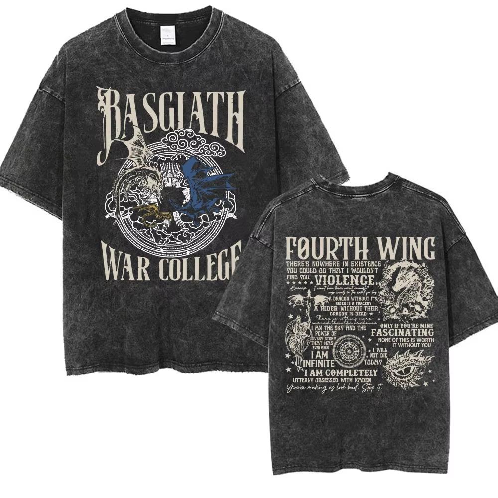 The Night Court ACOTAR T-shirt Vintage Tvättad Bomulls-Tee Unisex Kortärmad Rund Hals Mörk Fantasy Romantik Gotisk Streetwear Topp Gåva