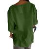 Women's Fashion Casual V-Neck Buttoned 3/4 Sleeve Cotton Linen Top