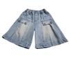 Long Style Kids Child New Design Jeans Capris Shorts with Fake Pocket for Girls High Fashion Summer Mid-Calf Denim Shorts 5-14T