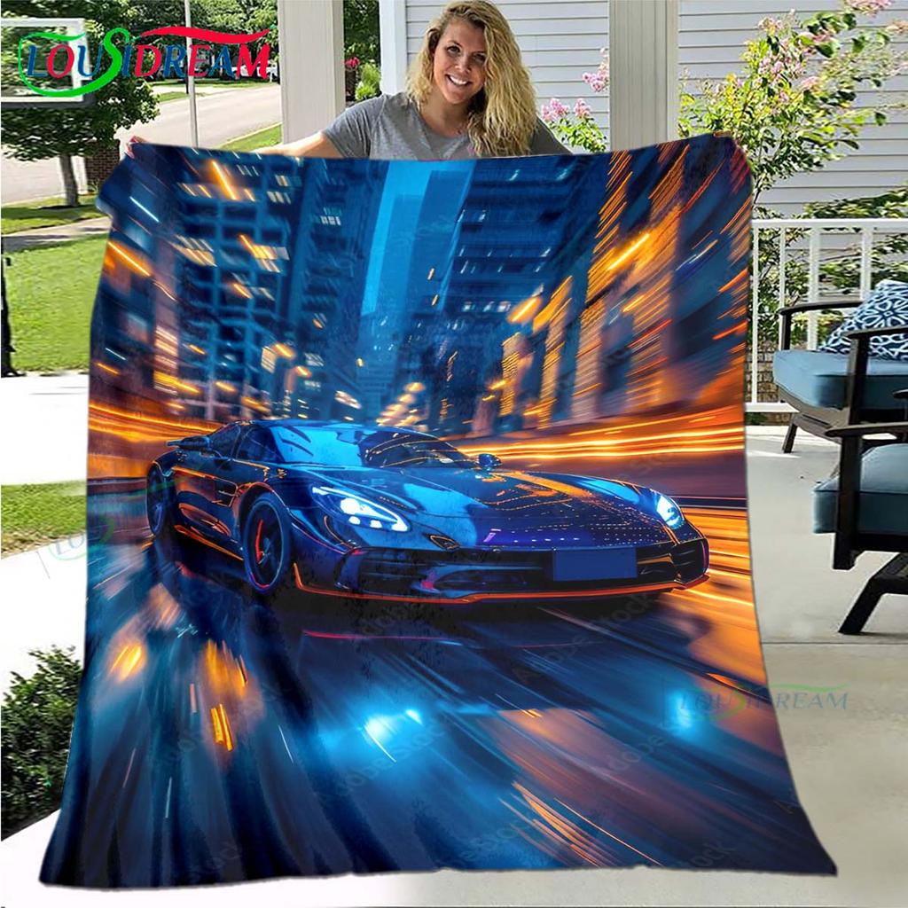 Cartoon N-Need for Speed Print Blanket,Flannel Throw Blanket for Bed Sofa Picnic Office Hiking Leisure Nap N-NFS Birthday Gift