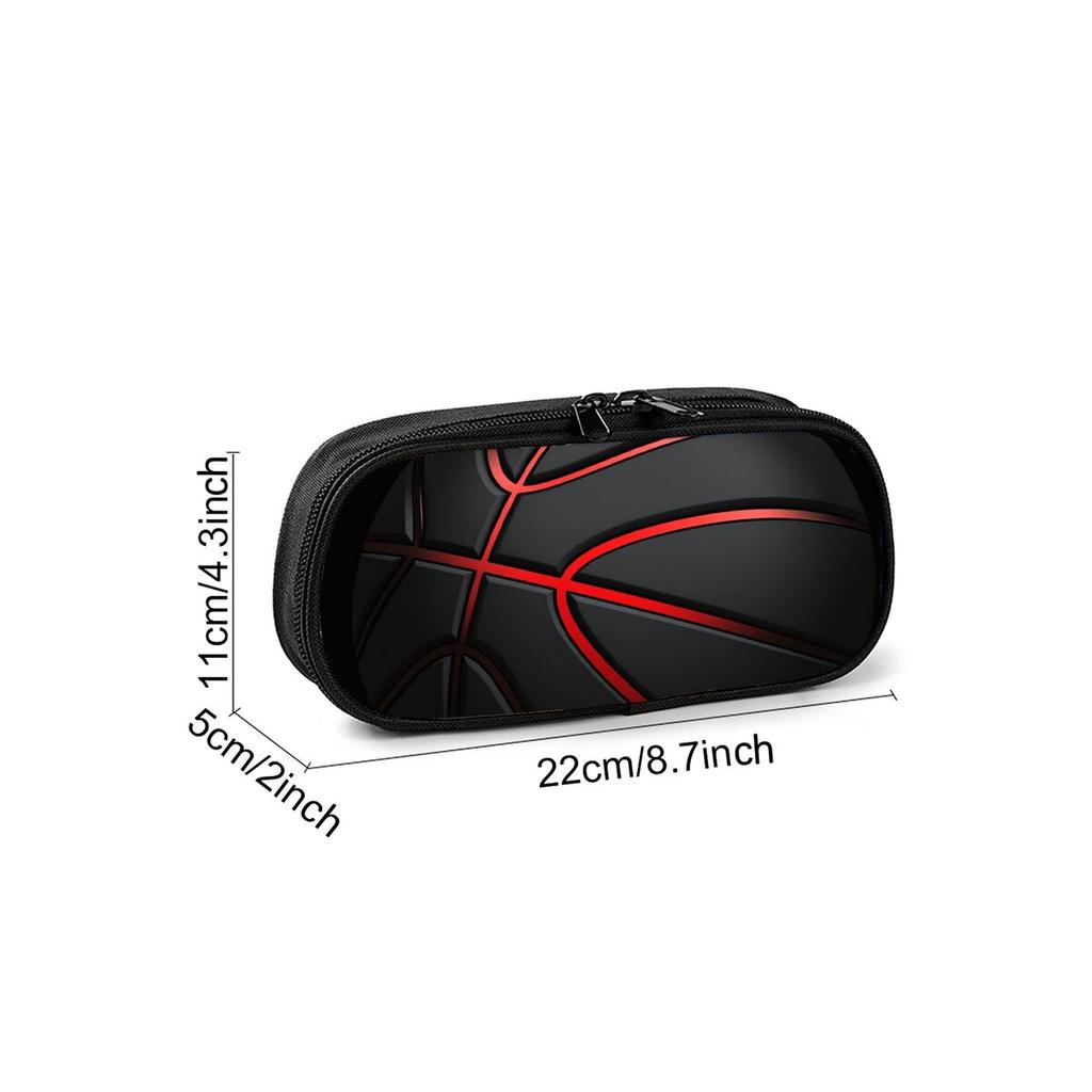 Hot Sales Basketball Print Layered Pencil Case Quality 2D Flat Cartoon Pen Bag Best Gift for Boys/Girls School Supplies