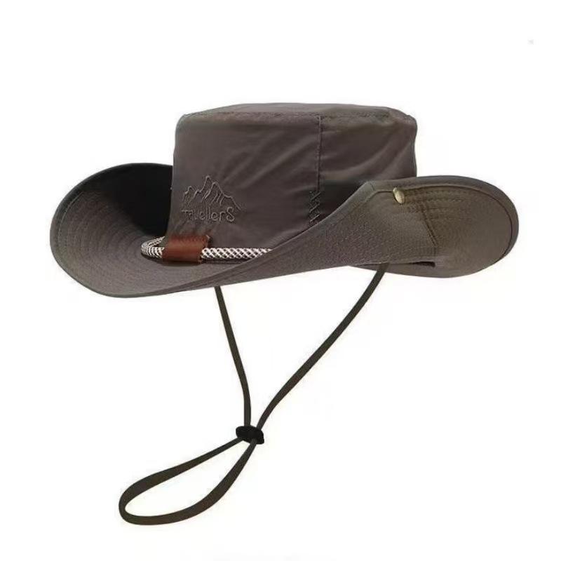 New outdoor face covering mountaineering hat men's fishing face covering large brim sun protection sun protection bucket hat