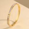 Rose Gold Titanium Steel Bracelet for Women - Non-fading, Stainless, with Three Diamonds, Simple & Fashionable Design.