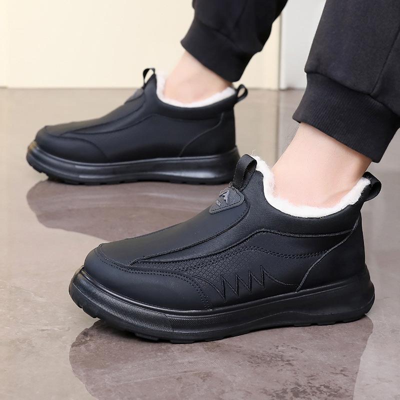 Cotton Shoes, Men's Cotton Boots, One-step Fleece and Thickened Shoes, Outdoor Warm Shoes