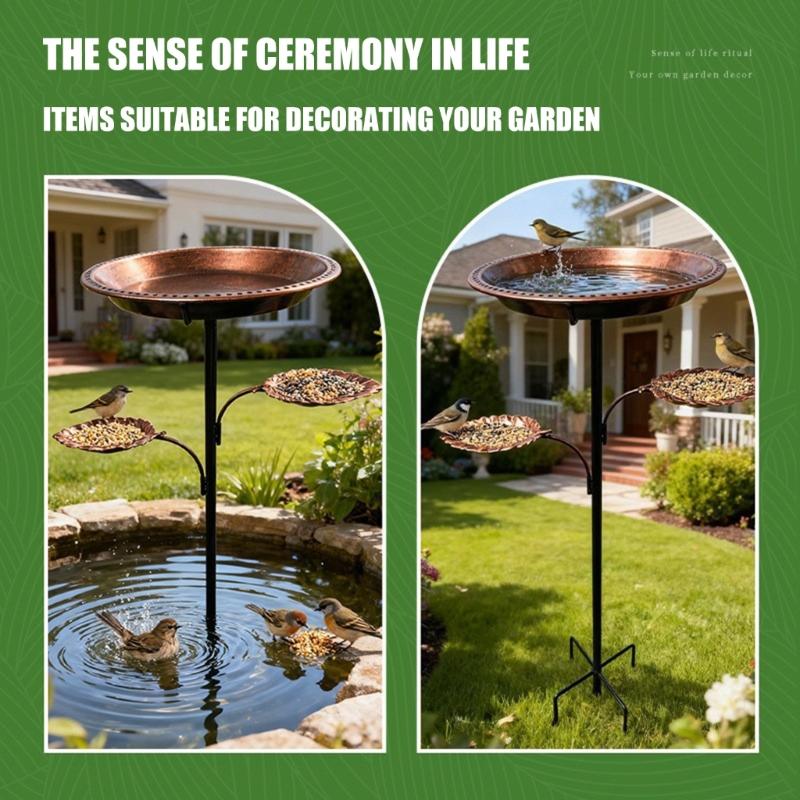 Elegant Metal Bird Bath And Feeder For Garden With Stable 5 Leg Base Attracts Wild Birds Patios Outdoor Decors