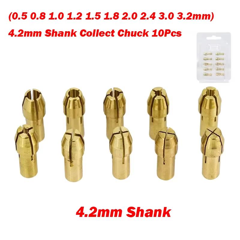 0.5/0.8/1.0–3.2mm Mini Drill Brass Collet Chuck Sets Electric Grinding Accessories Sets 4.2/4.8 Mm Shank for Dremel Rotary Tool