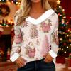 Women's T Shirt Tee Christmas Shirt Long Sleeve Party Christmas Print Fleece Collar V Neck Top