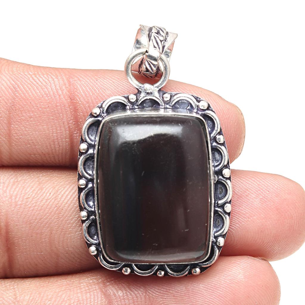 Pendant Flourite Gemstone Valentine'Day Ethnic Silver Jewelry 2.25"