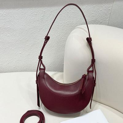 Women's Leather PU Crescent Bag Shoulder Saddle Shoulder Bags High Texture French Design Luxury Design