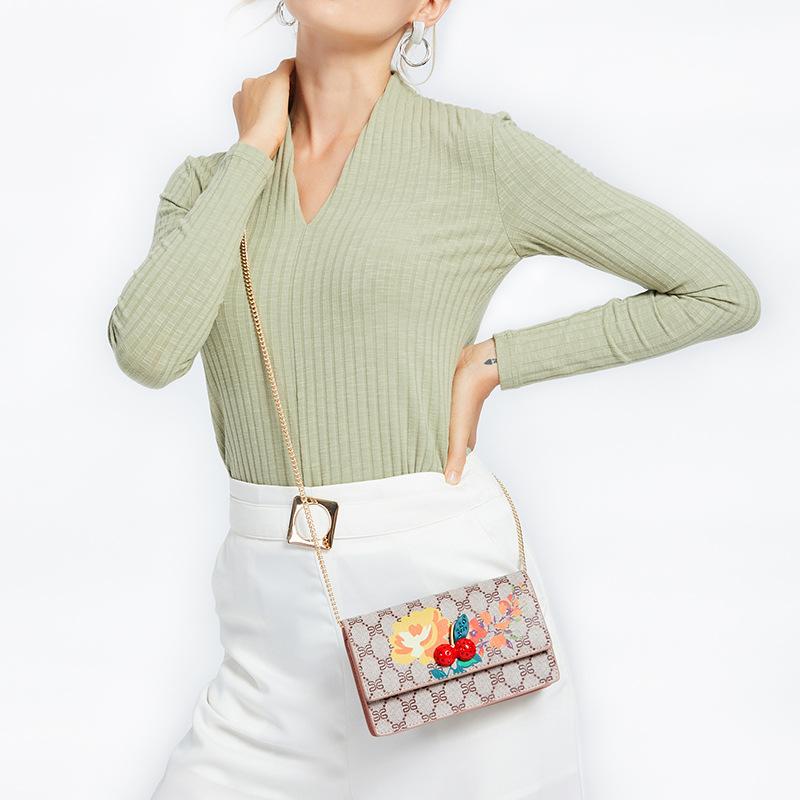 Borsa a Tracolla per Donna di Inizio Primavera, Borsa alla Moda con Catena Stampata, Versione Coreana Borsa da Donna a Spalla Singola