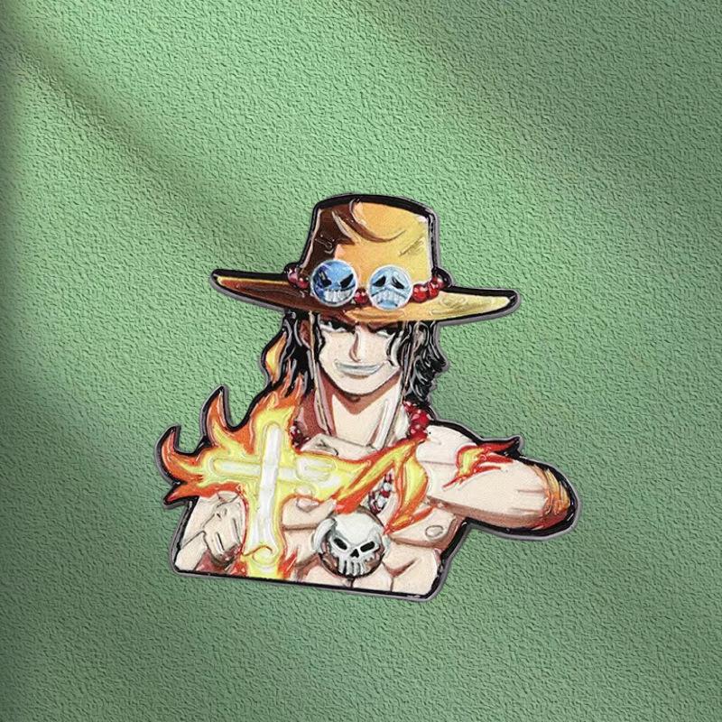Portgas D. Ace Anime Alloy Enamel Pin – Cartoon Metal Badge for Clothing & Bags Zheqi