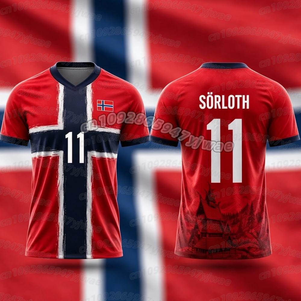 2026 Summer New Norwegian Flag Football Jersey Haaland 9 Printing Sports Unisex T-Shirt Kid's Clothing Tee Woman Beach T-Shirt