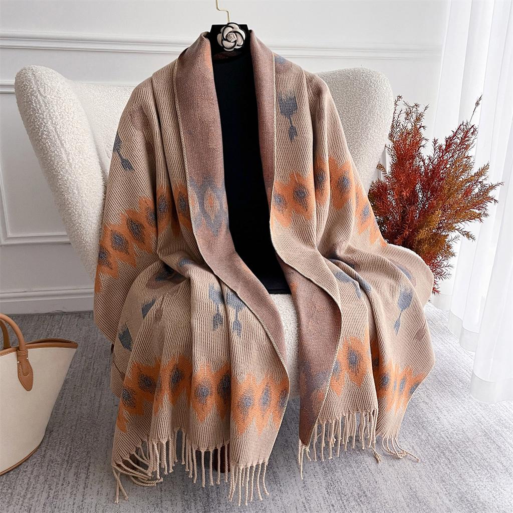 Vinter varmt kasjmirskjerf for kvinner Luksustrykk Pashmina sjal Wrap halstørkle kvinne Bufanda Echarpe Design pannebånd