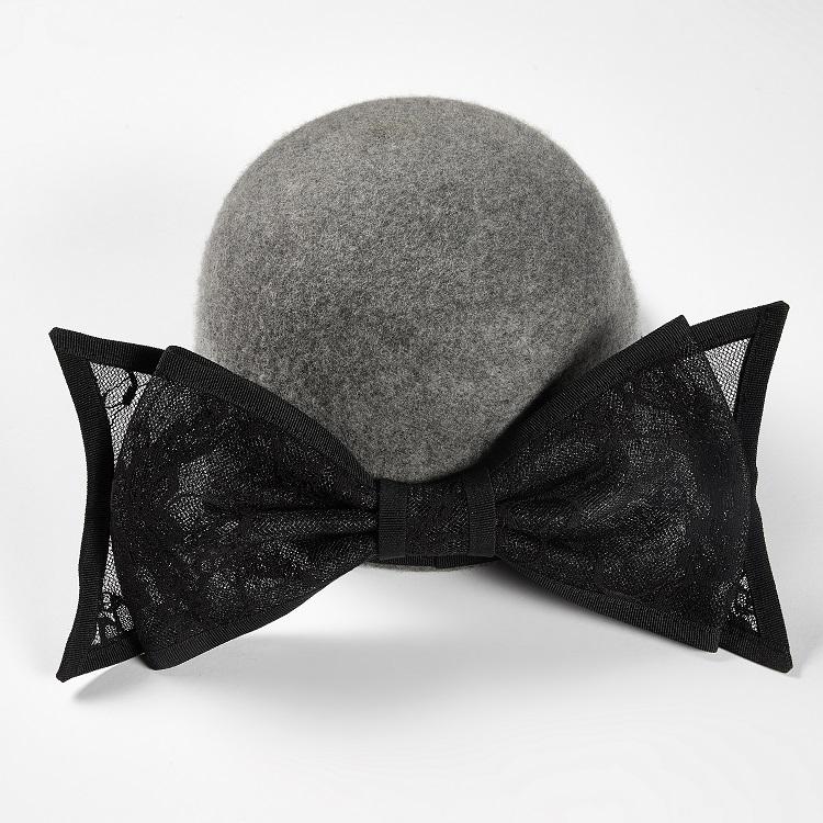 High Quality Vintage Formal Hats Wool Elegant Bow Tie Black Lace Fedora Hat