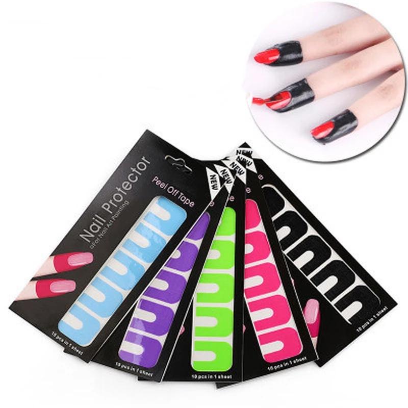 3 Pack Stripping Tape Anti-splash Protection Nails Creative U-shaped Fingerprint Stickers Finger Skin Protection Nail Polish Stickers