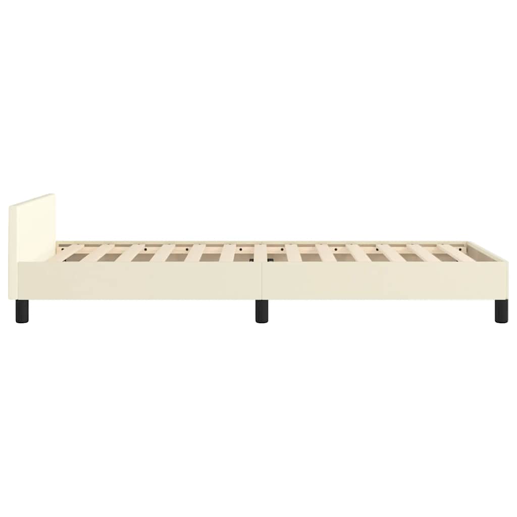Vidaxl Rama Łóżka Z Zagłówkiem Bez Materaca, Kremowa, 90X200 Cm