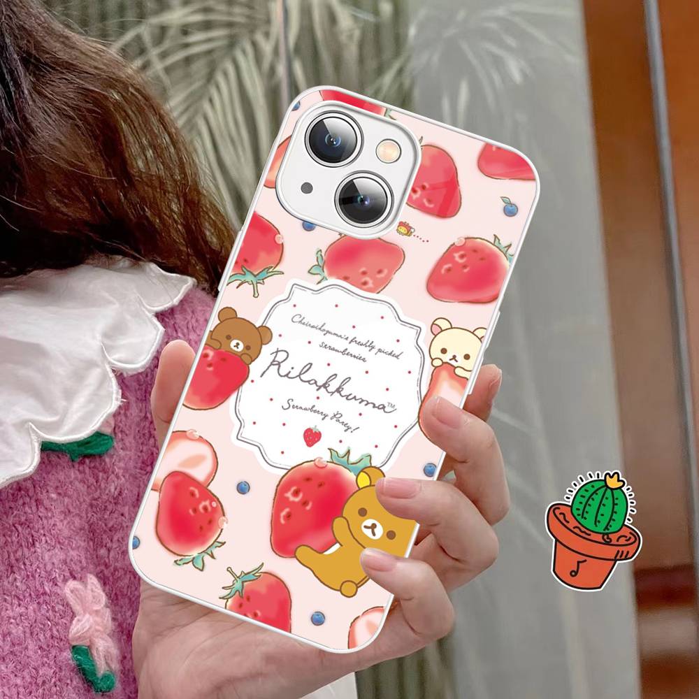 

Аниме Милый Мультяшный Рилаккума Фильм Для IPhone 14 13 12 Mini 11 Pro XS Max X XR 14 Plus Закаленное Стекло Чехол iphone 13 mini