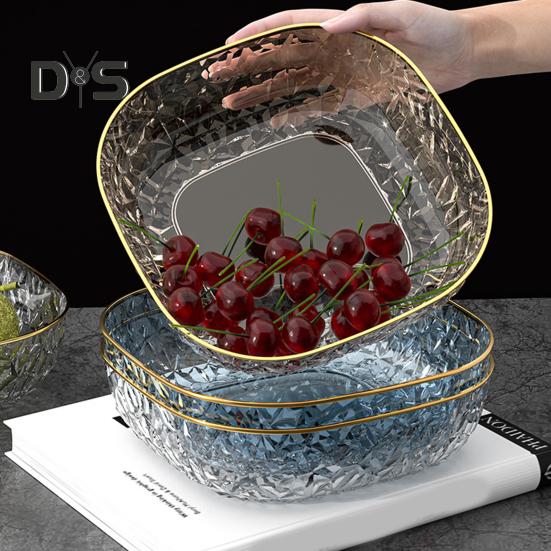 Translucent Fruit Diamondtexture Light Plate Luxury Large Capacity Fruit Plate Versatile Elegant Countertop Organizer