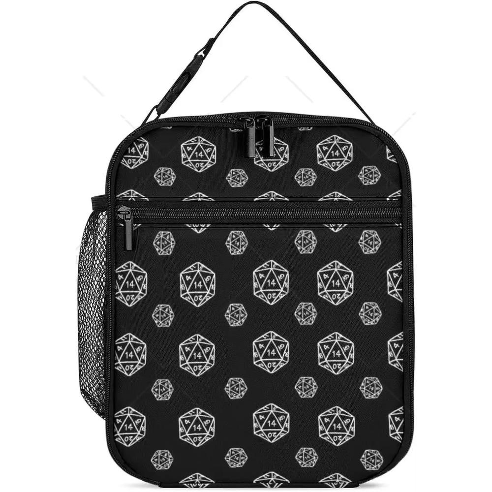 Black and White Printed China Zodiac Lunch Box, Reusable Spacious Lunch Bag for Women Men Insulated Bag Tote for Work Picnic