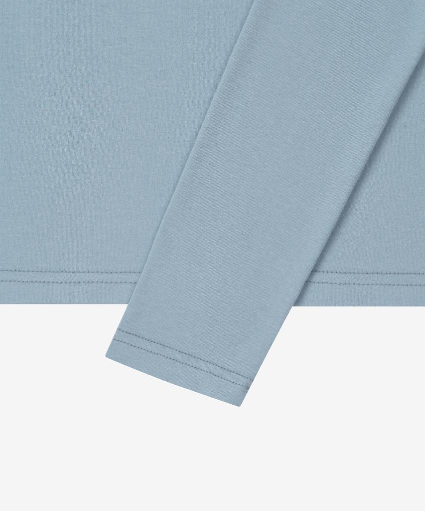 BASIKA Turtleneck Slit T-Shirt (Blue)