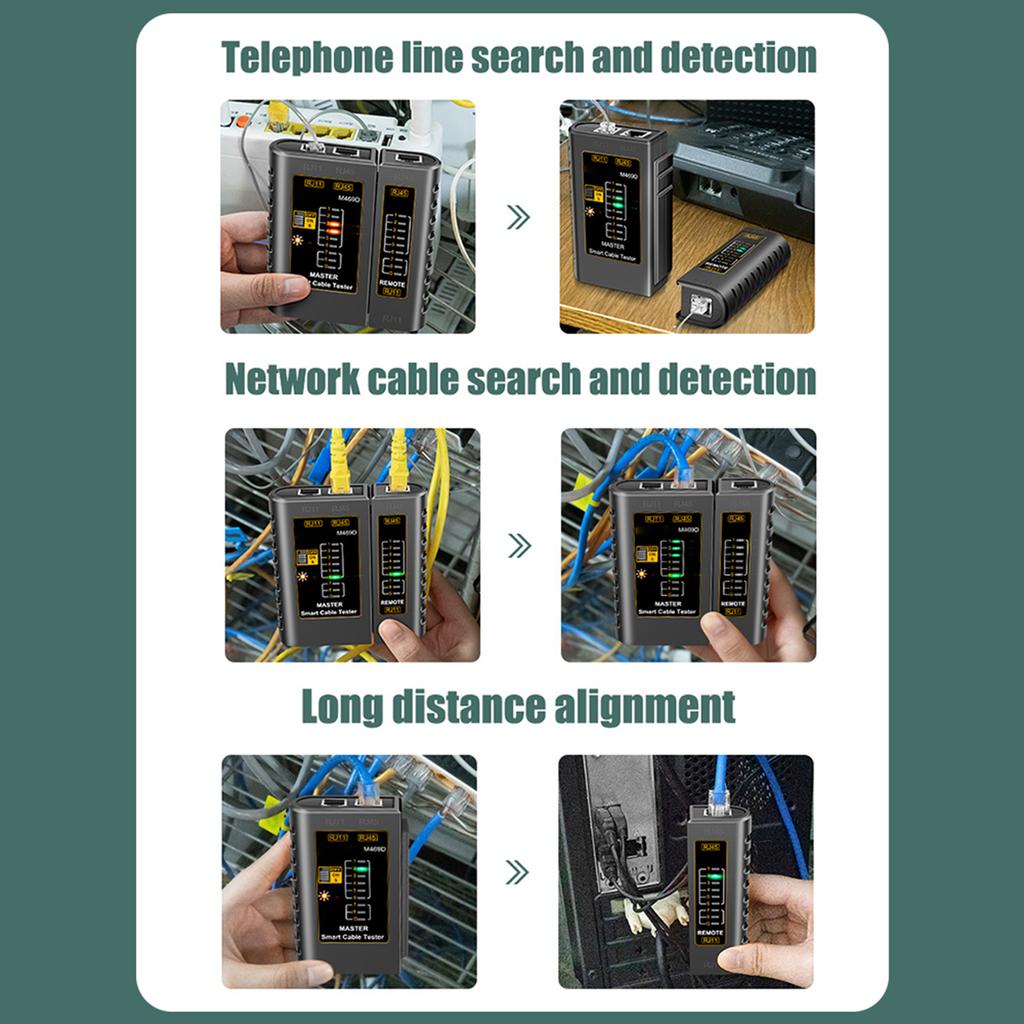M469D   Cable Tester Pairing Instrument for RJ11 RJ45 Telephone Lines with LED Indicator, On-off CheckingCelsius Shielded   CableCel
