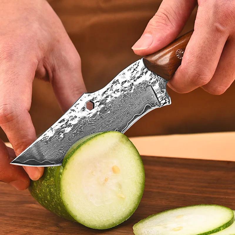 Boning Butcher Knife Fish Fruit Vegetables Kitcher Knives Wood Handle Utility Chef Knife Damascus Cleaver Knife Meat Slicing
