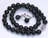 [Your and My Jewelry Box] Natural Jet Necklace and Earring Set - 10mm - Perfect for Black Formal Wear [Gift Wrapped] [Jewelry] Earrings