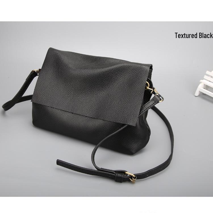 

2025 Новая многослойная женская сумка через плечо из натуральной кожи - Модная, универсальная повседневная квадратная сумка-кроссбоди из коровьей кожи Black