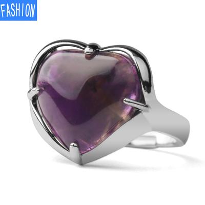 Herzförmiger verstellbarer Ring aus natürlichem Kristall, Geschenk für Frauen