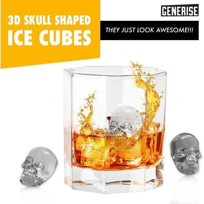 Generise 3D Silicone Skull Head Ice Cube Mold for Cocktail, Whiskey, Halloween[H258]
