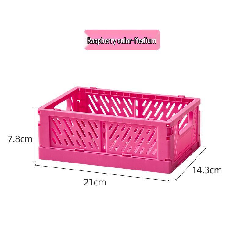 Foldable Plastic Storage Basket - Creative, Stackable Bin for Desktop, Living Room, or Refrigerator Organization