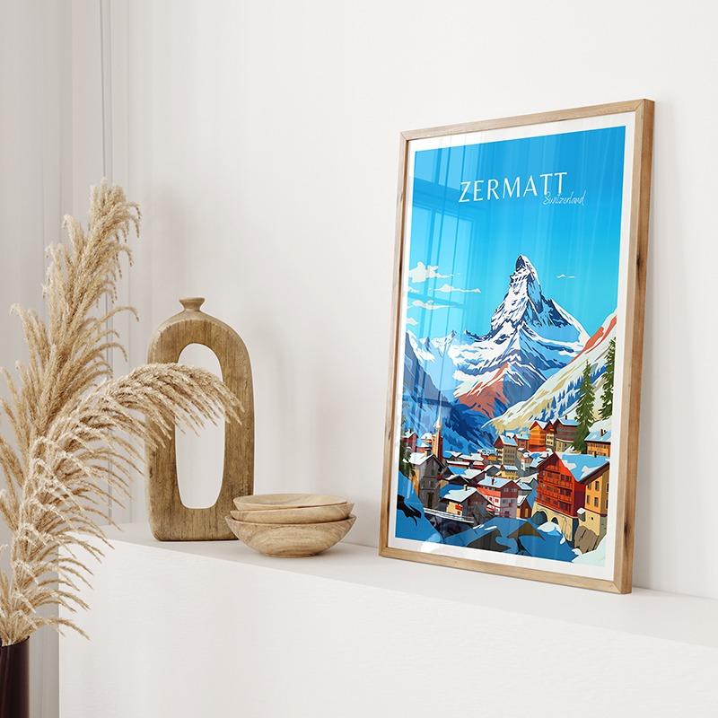 Schweiz Finnland Reiseplakat Lappland Porvoo Helsinki Zermatt Leinwandgemälde Wandkunst Bild für Wohnzimmer Heimdekor