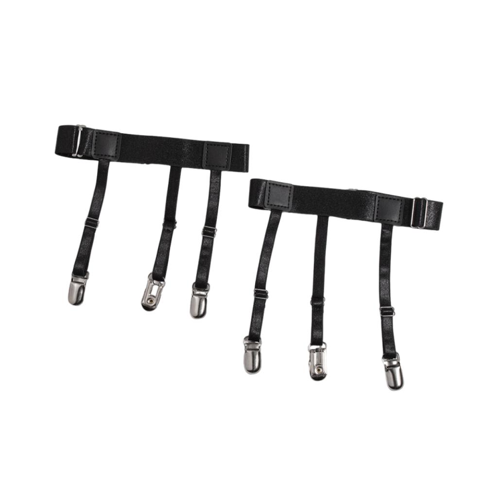 2Pcs Non-Slip Locking Clips Shirt Holder Stays Adjustable Thigh Suspender Garter  Formal Wear 2 pcs separate